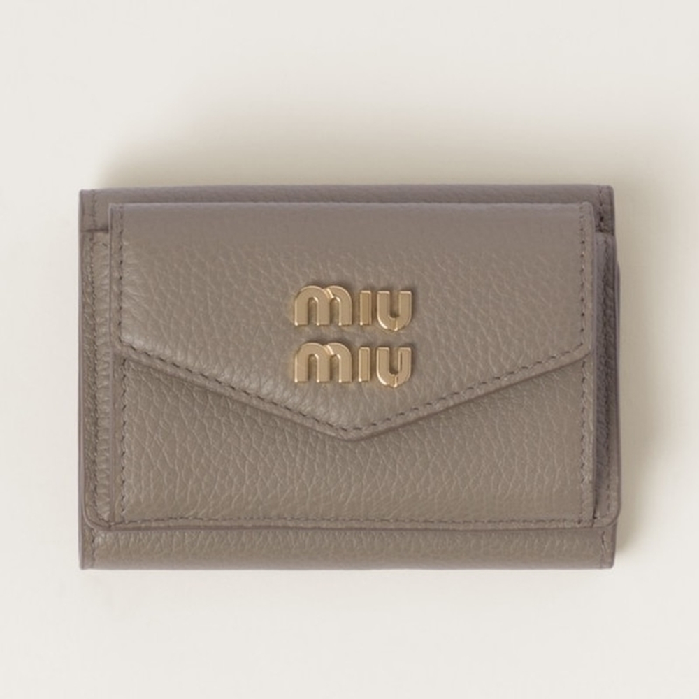 Miu Miu Vitello Dyno Leather Wallet Gray - image 1